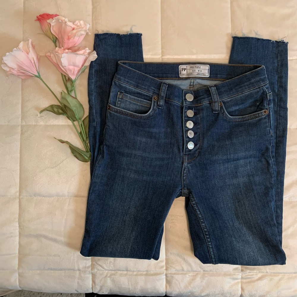 Free People Dark Blue Skinny high waisted Jeans